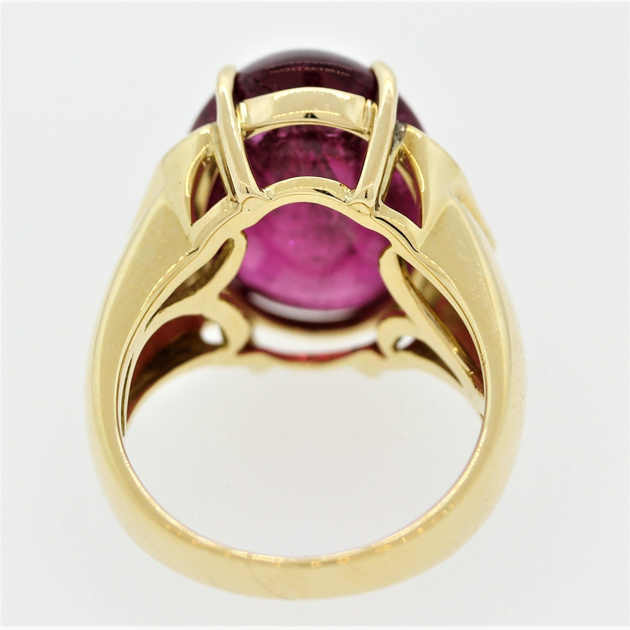 Rubellite Tourmaline Diamond Gold Cocktail Ring In New Condition In Beverly Hills, CA