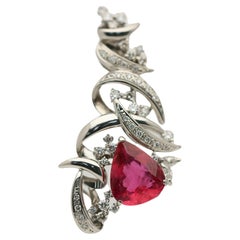 Rubellite Tourmaline Diamond Gold Pendant Brooch