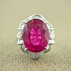 Rubellite Tourmaline Diamond Platinum Cocktail Ring