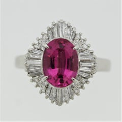 Rubellite Tourmaline Diamond Platinum Ring