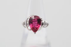 Rubellite Tourmaline Diamond Platinum Ring