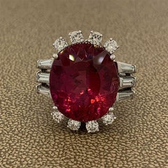 Rubellite Tourmaline Diamond Platinum Ring