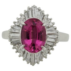 Platinring mit Rubellit, Turmalin und Diamant