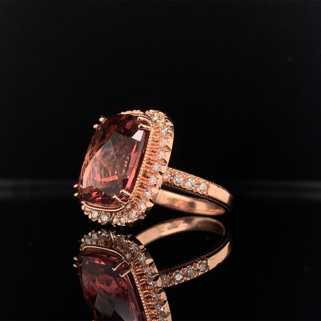 Rubellite Tourmaline Diamond Ring 6 9.01 TCW Certified In New Condition In Brooklyn, NY