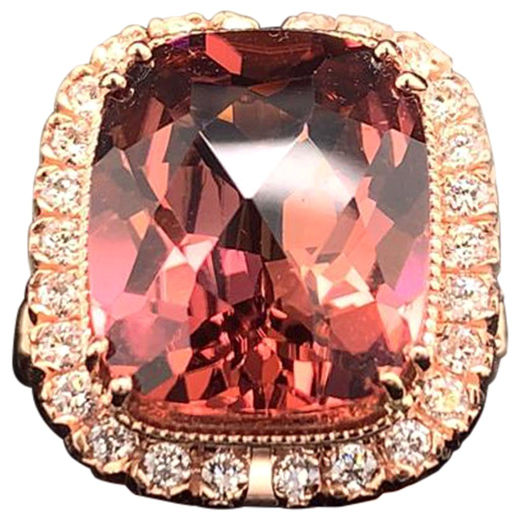 Rubellite Tourmaline Diamond Ring 6 9.01 TCW Certified