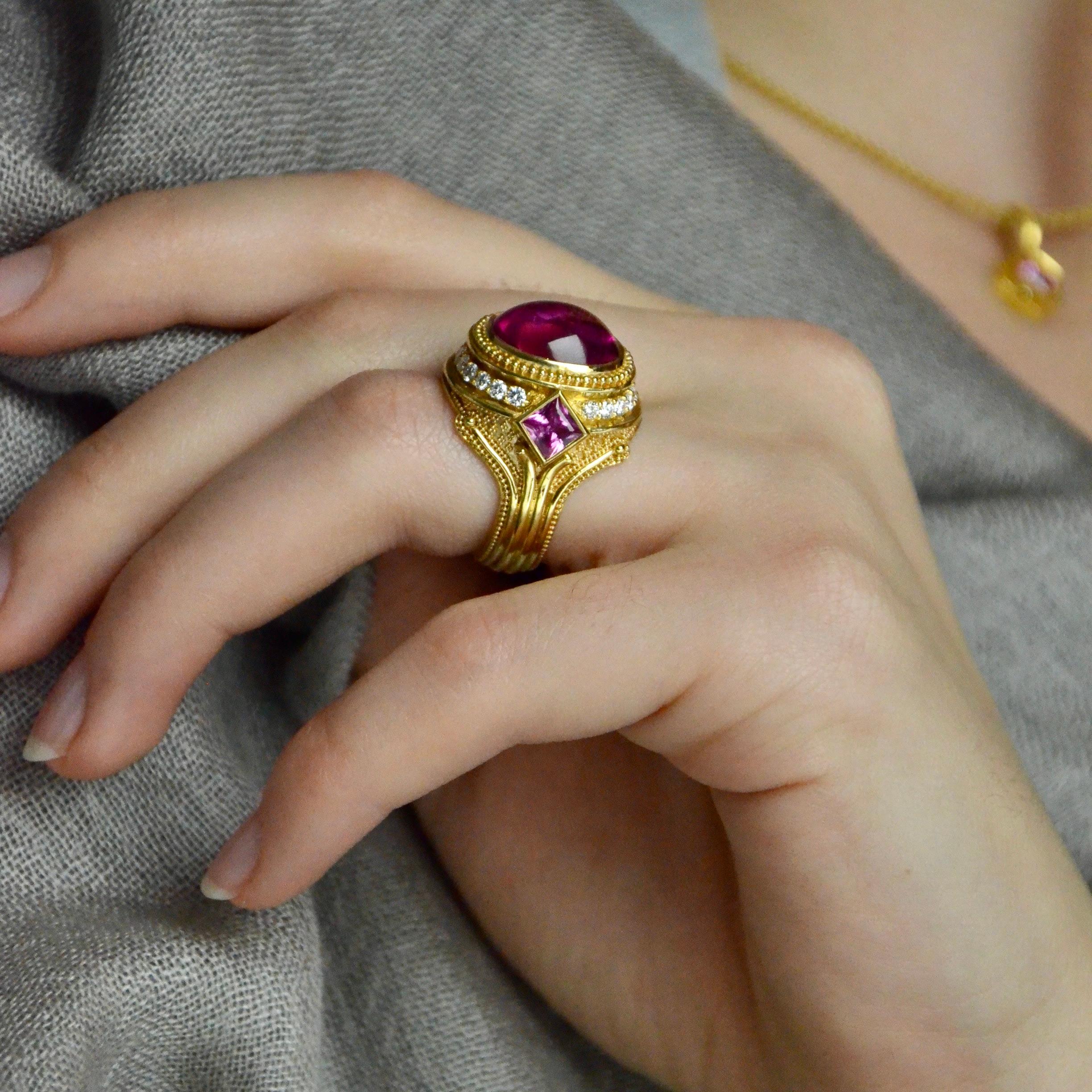 artisan rubellite tourmaline engagement rings
