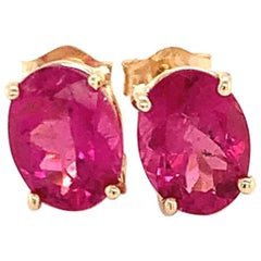 Rubellite Tourmaline Earrings 14 Karat 2.40 CTS Certified