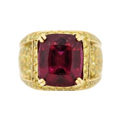 Rubellite Tourmaline Fancy-Yellow Diamond Gold Cocktail Ring