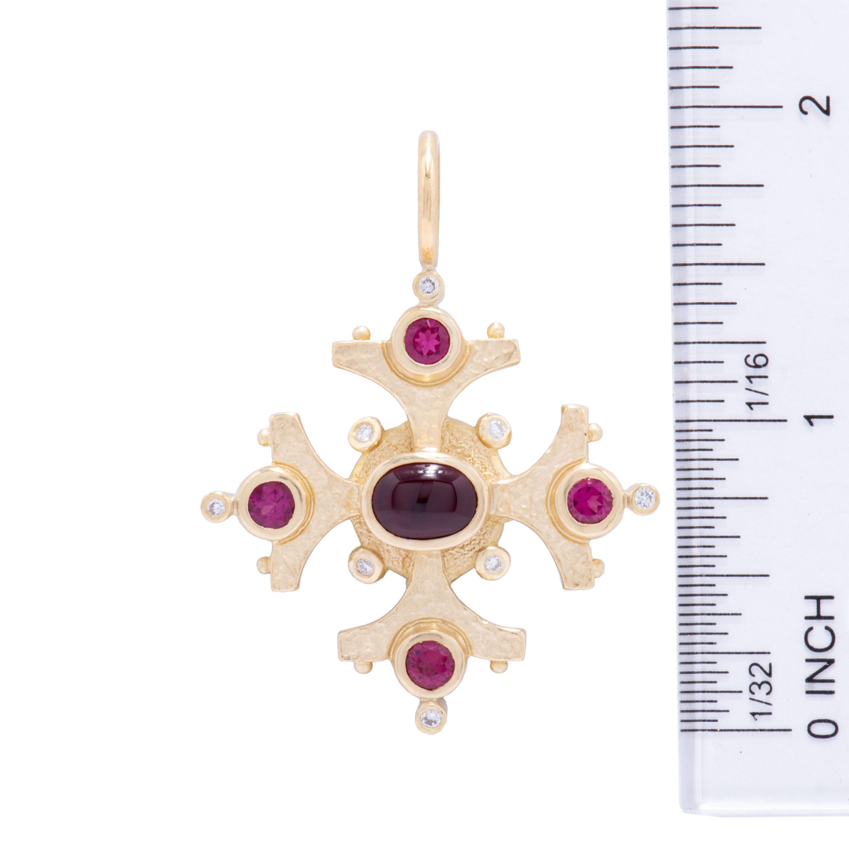 Rubellite Tourmaline Maltese Cross Pendant For Sale 1