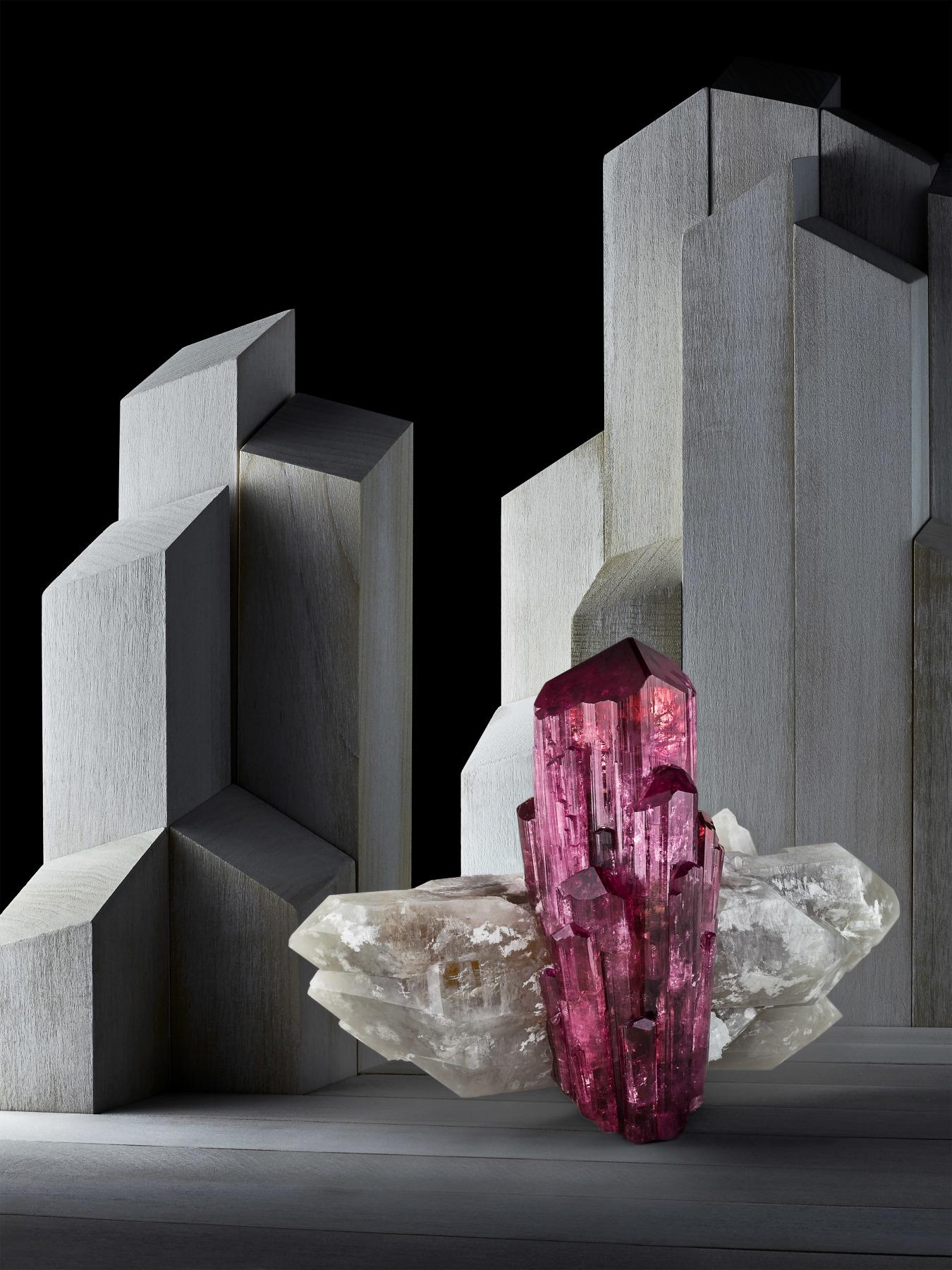 Rubellite Tourmaline on Quartz, Malkhan Pegmatite Field, Krasnyi Chikoy, Zabaykalsky Krai, Russia

Measures: 12.5 cm tall x 15 cm wide

All rubellite tourmaline is compared to the famous Jonas Mine in Brazil, which for the past 50 years has held