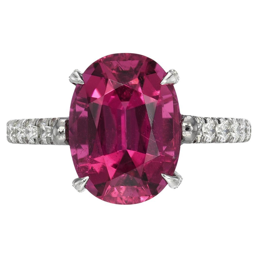 Rubellite Tourmaline Ring 3.92 Carat Oval For Sale
