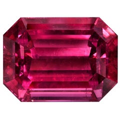 Rubellite Tourmaline Ring Gem 17.26 Carat Unset Emerald Cut Loose Gemstone