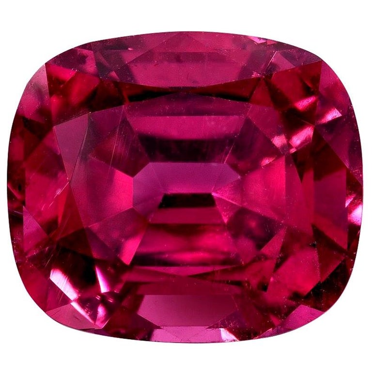 Rubellite Tourmaline Ring Gem 4.96 Carat Cushion at 1stDibs