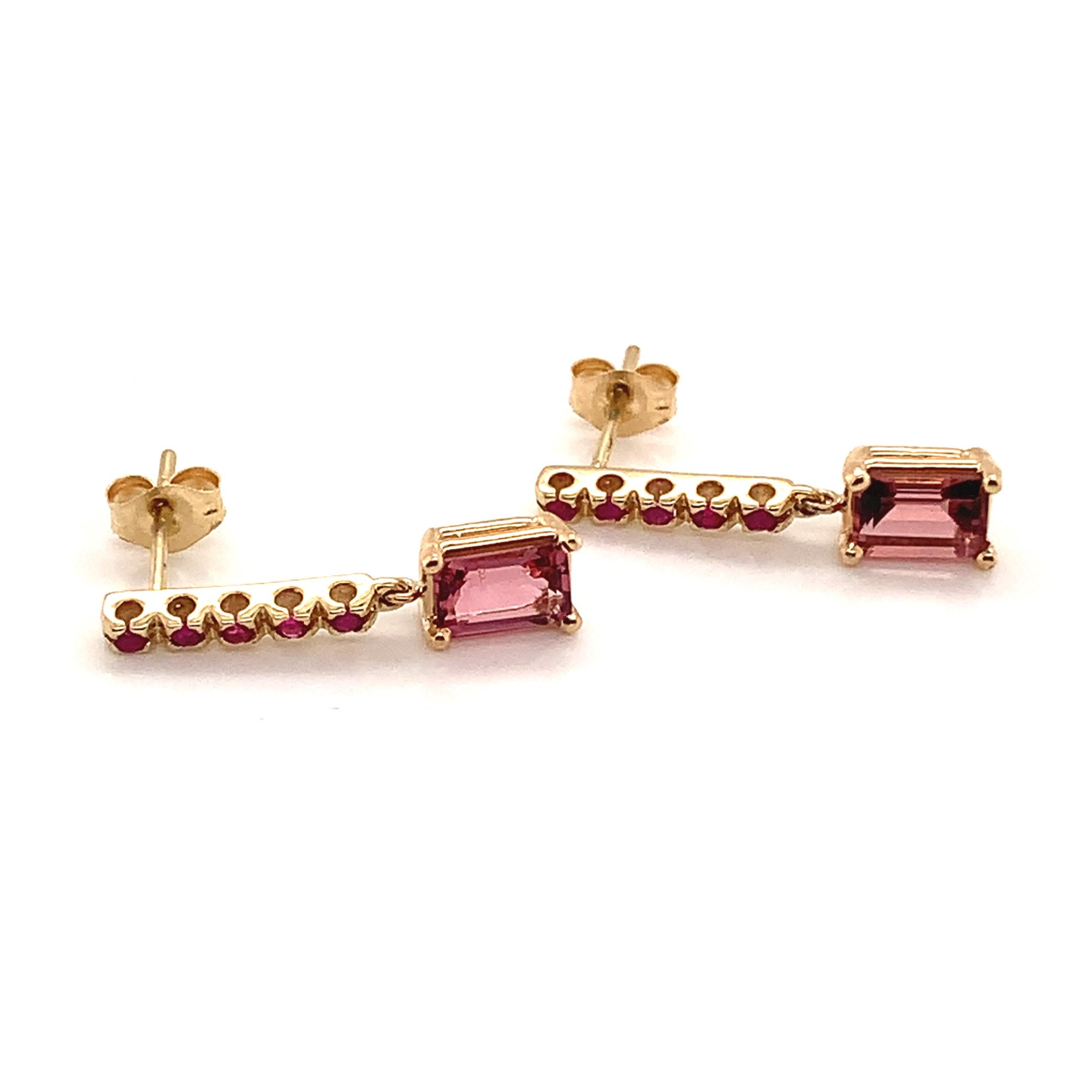 Rubellite Tourmaline Ruby Earrings 14k Gold 1.25 TCW Certified For Sale 5