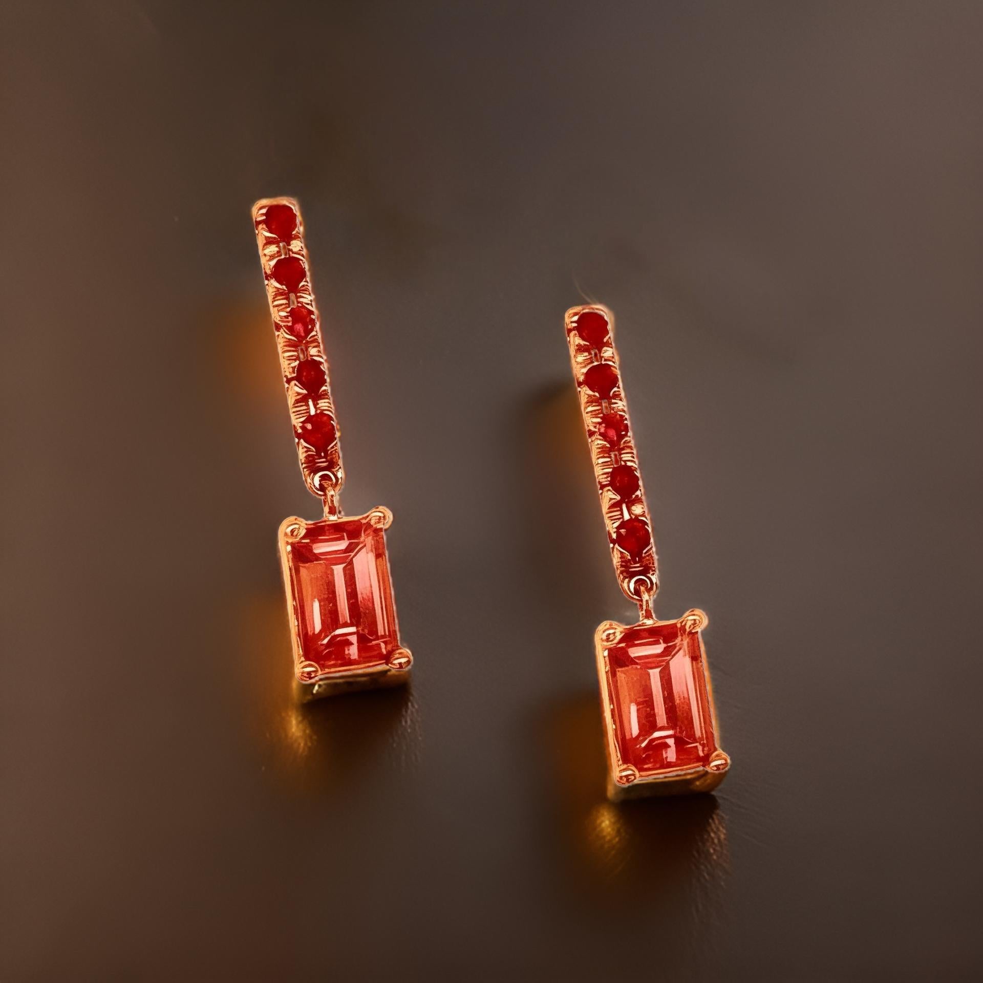 Rubellite Tourmaline Ruby Earrings 14k Gold 1.25 TCW Certified For Sale 5