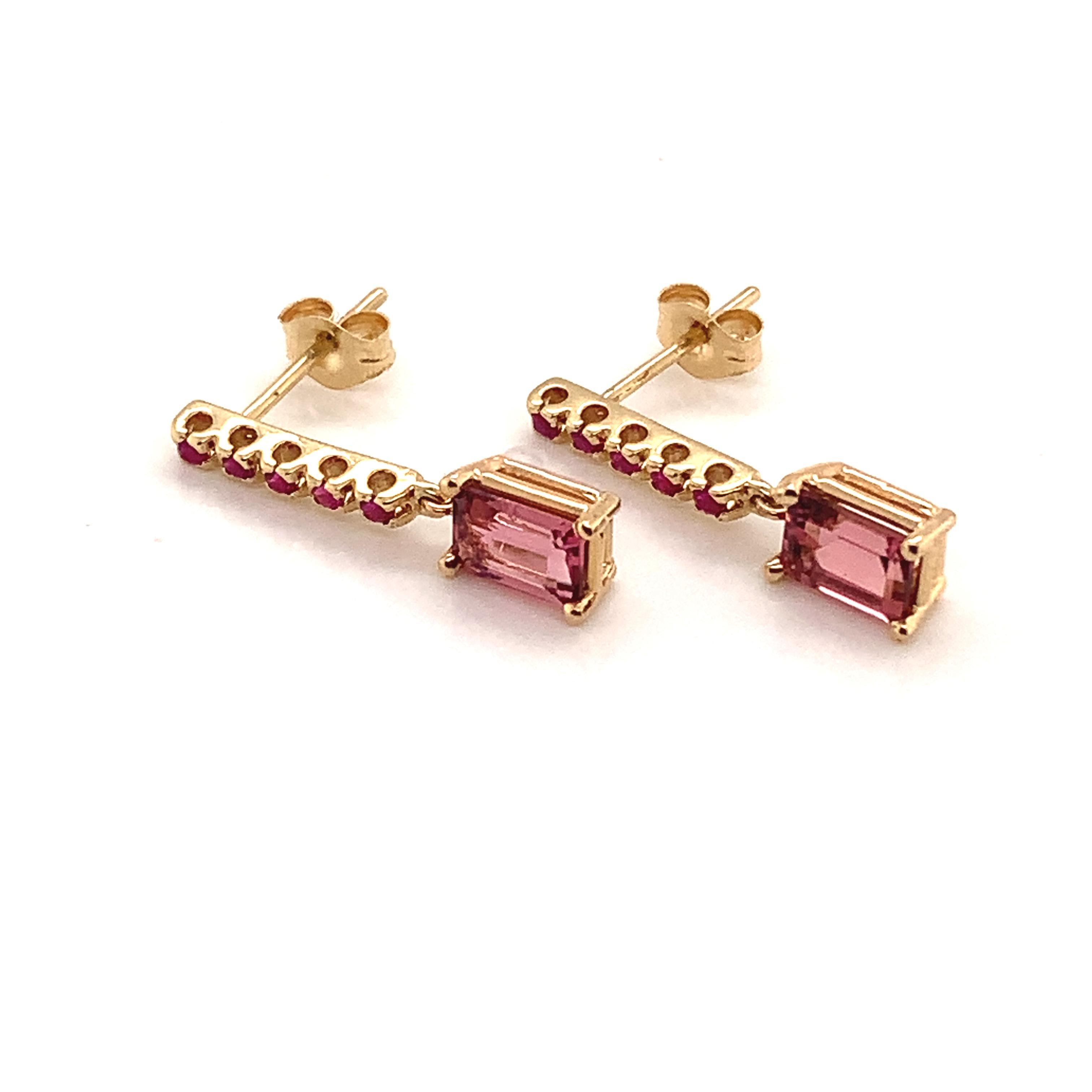 Rubellite Tourmaline Ruby Earrings 14k Gold 1.25 TCW Certified For Sale 6