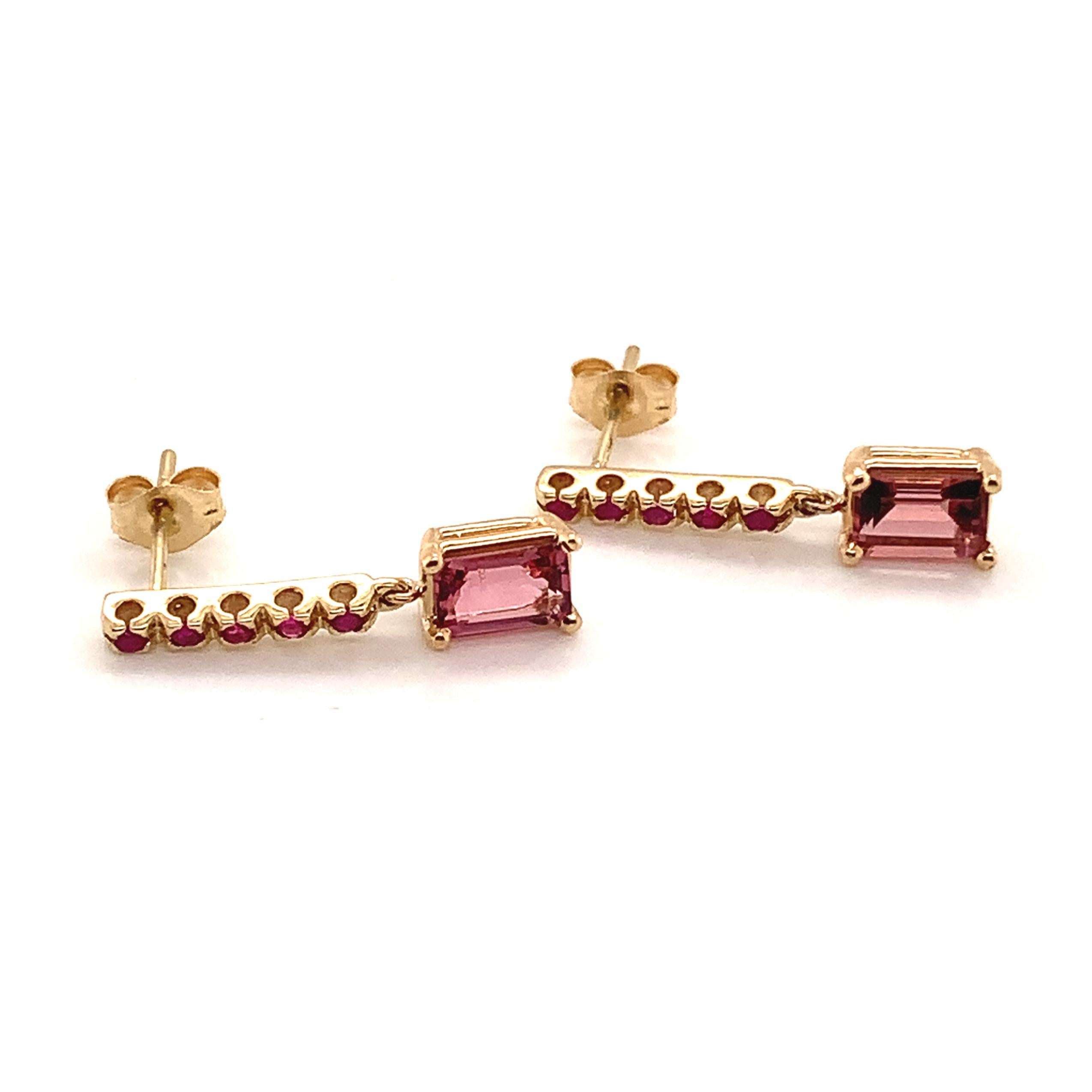 Rubellite Tourmaline Ruby Earrings 14k Gold 1.25 TCW Certified For Sale 12