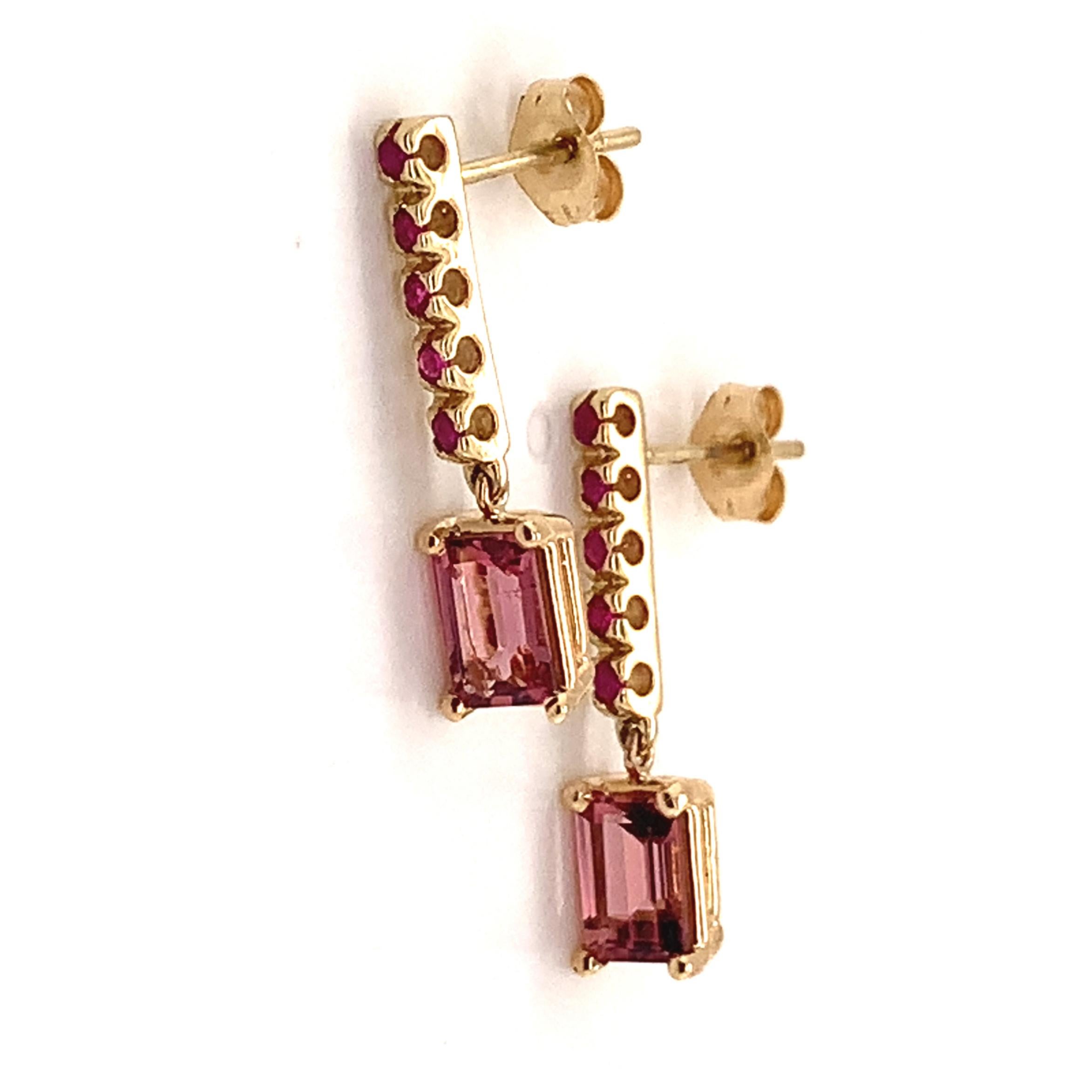Rubellite Tourmaline Ruby Earrings 14k Gold 1.25 TCW Certified In New Condition For Sale In Brooklyn, NY