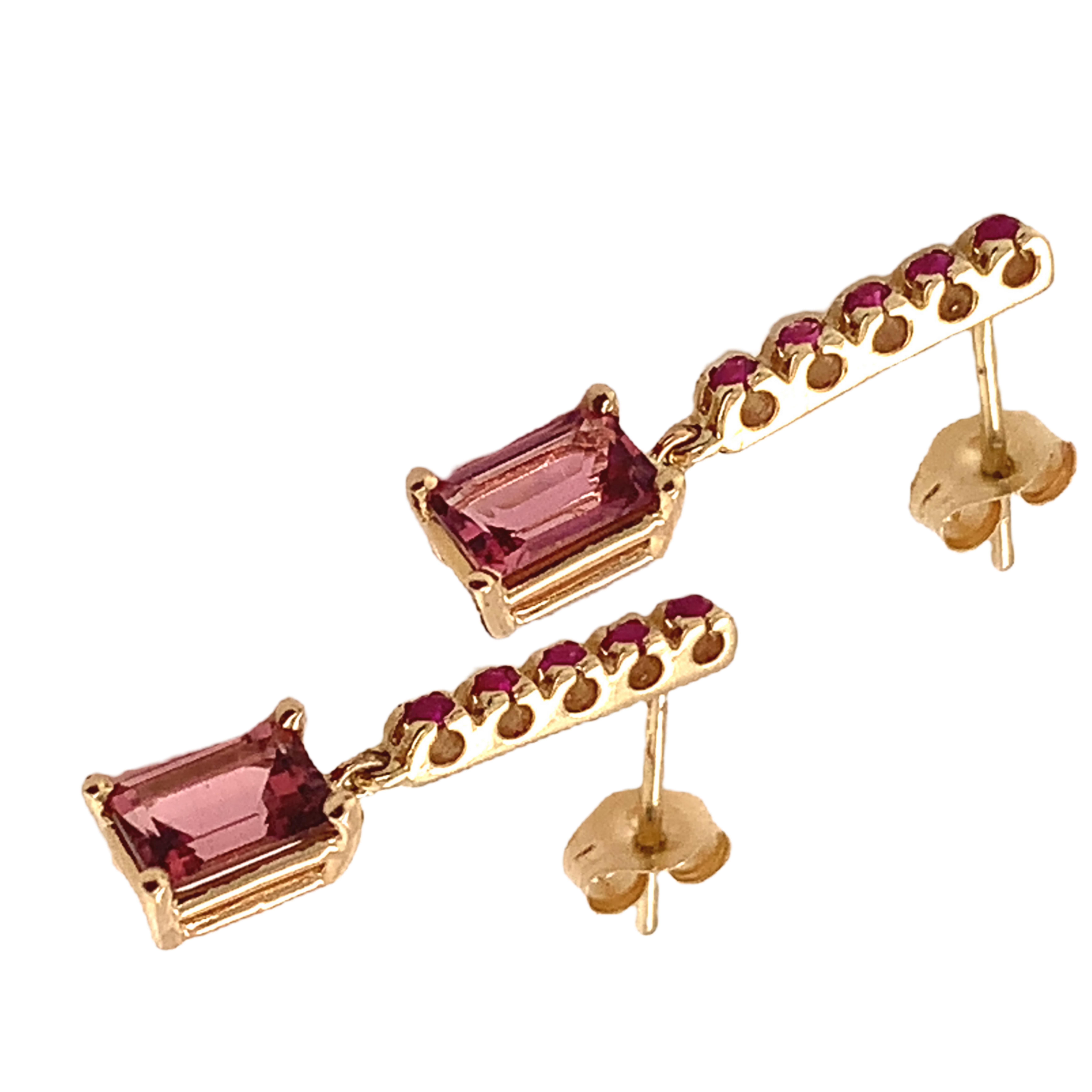 Rubellite Tourmaline Ruby Earrings 14k Gold 1.25 TCW Certified For Sale 2