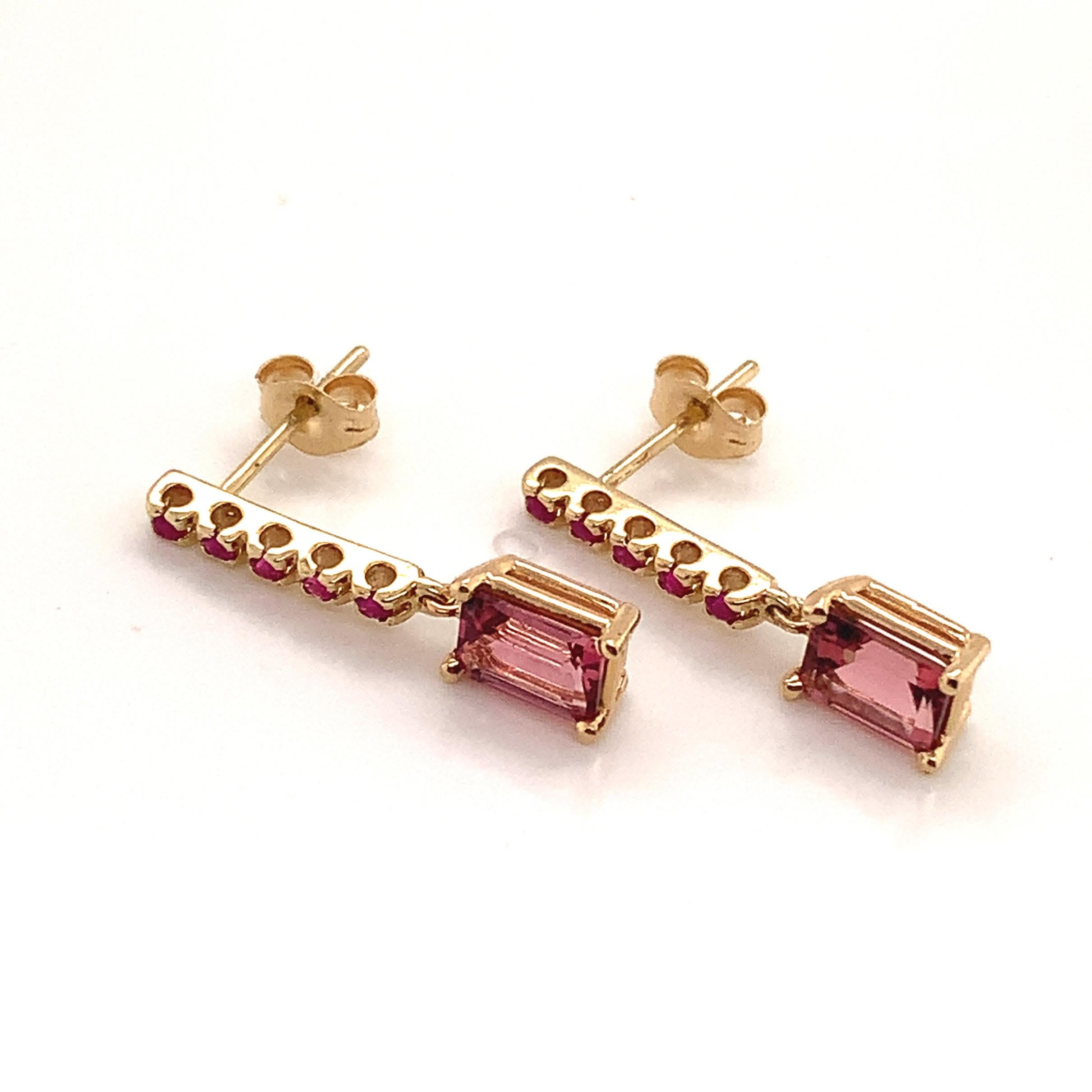 Rubellite Tourmaline Ruby Earrings 14k Gold 1.25 TCW Certified For Sale 3