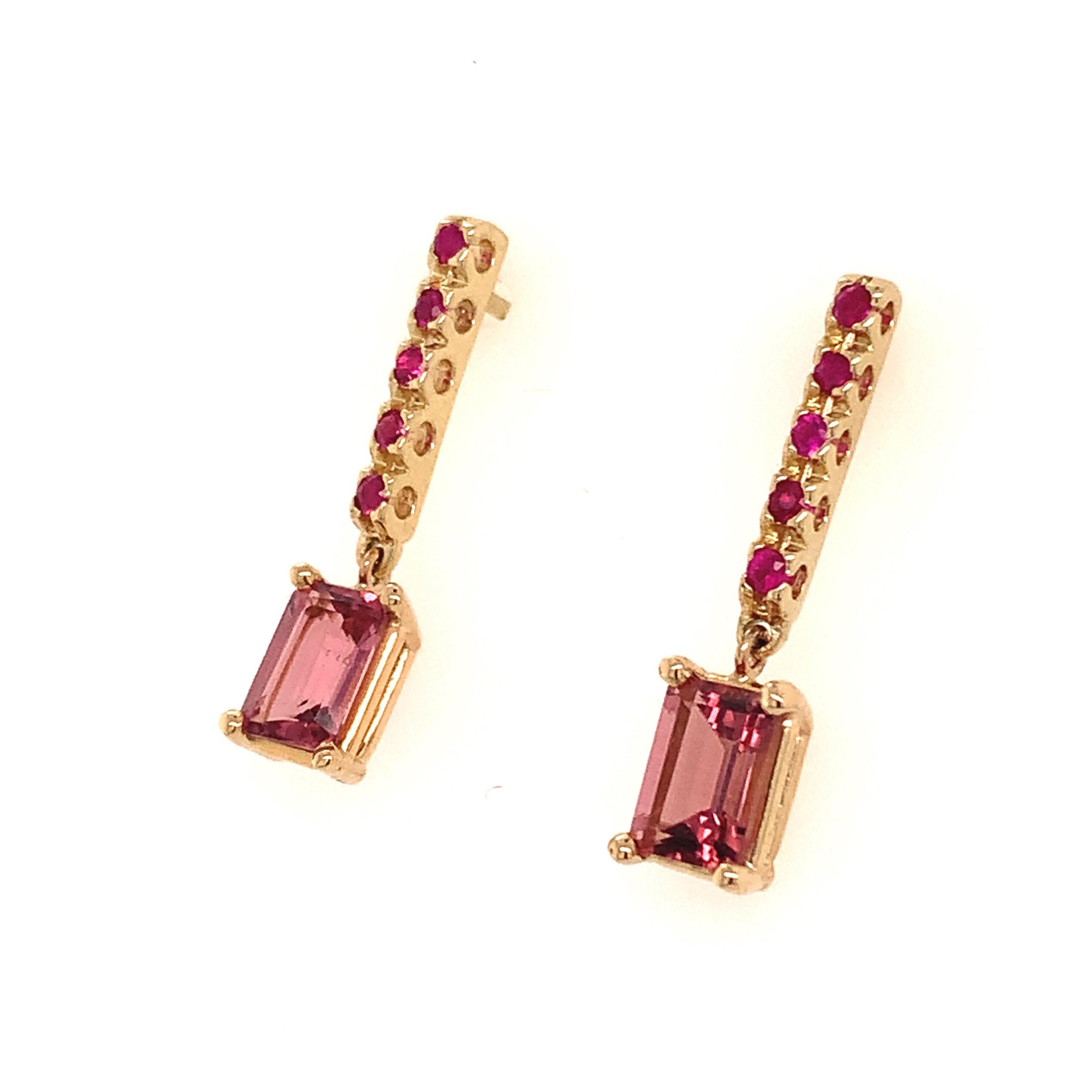 Rubellite Tourmaline Ruby Earrings 14k Gold 1.25 TCW Certified For Sale 4