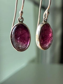 Rubellite tourmaline silver earrings