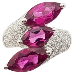 Rubellite with Diamond Ring Set in 18 Karat White Gold Settings