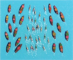 Swimmers 611 at Pantinkon Sea Food Flowers Market, Painting, Acrylic on Wood