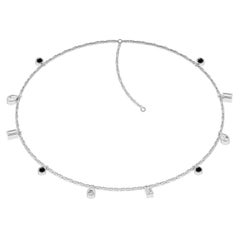 Ruben Manuel Designs Winterhalskette. 18 Karat WG, VS weiße und schwarze Diamanten.