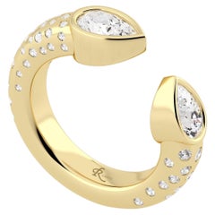 Ruben Manuel Sommer Damenring. 18K YG Ring Set w /VS weiße Diamanten, 5,02 Ctw