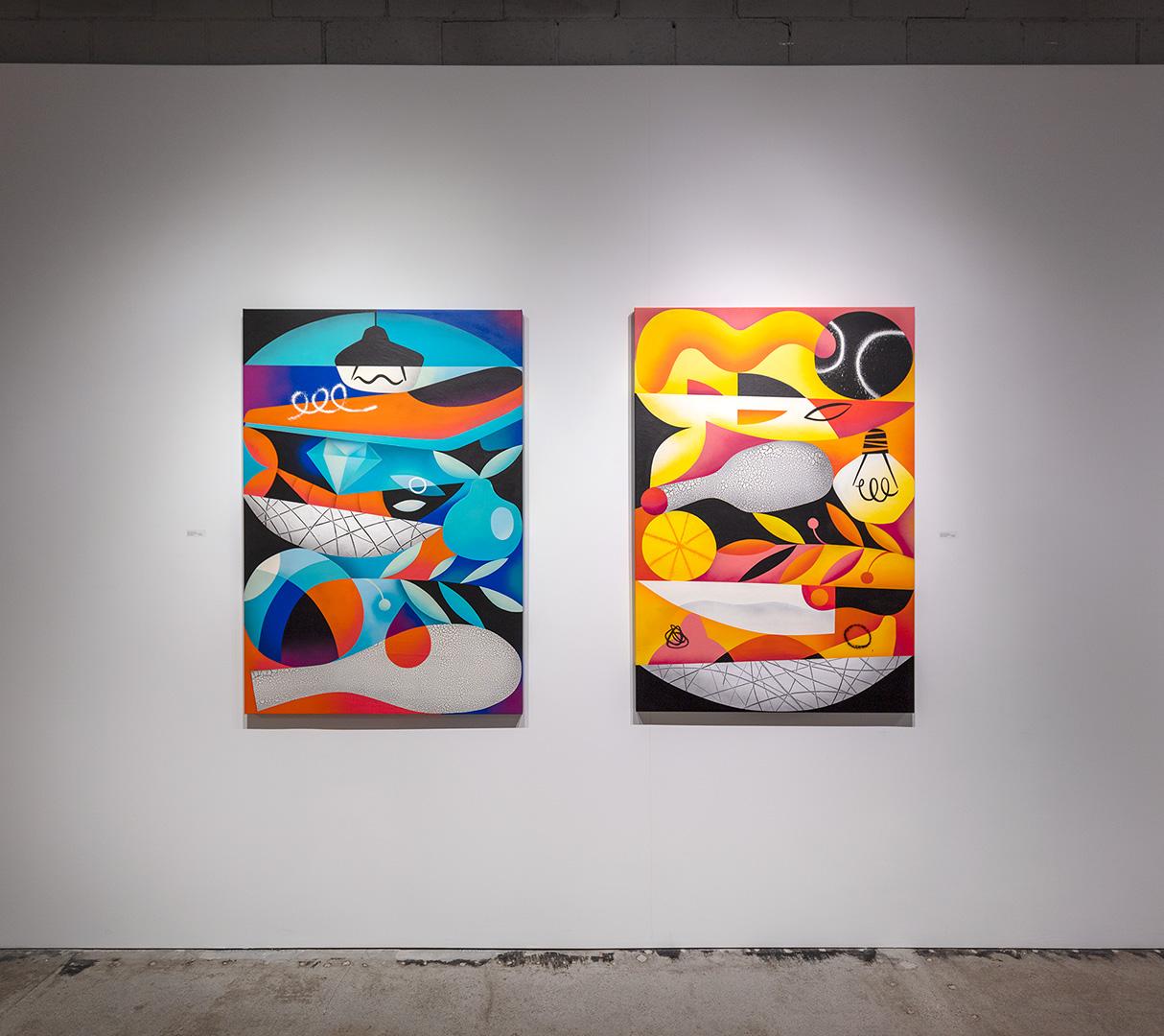 Layers of Normality 2 Acryl und Sprühfarbe auf Leinwand 2022 – Painting von Rubén Sánchez