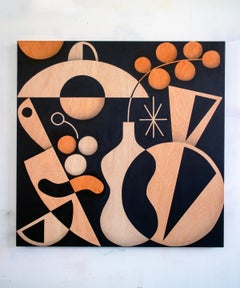 "Sunny Morning I", Abstract Still Life Painting, Acrylic on Wood Panel