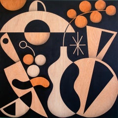 "Sunny Morning I", Abstract Still Life Painting, Acrylic on Wood Panel