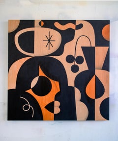 «Sunny Morning II», naturaleza muerta abstracta contemporánea, acrílico sobre madera