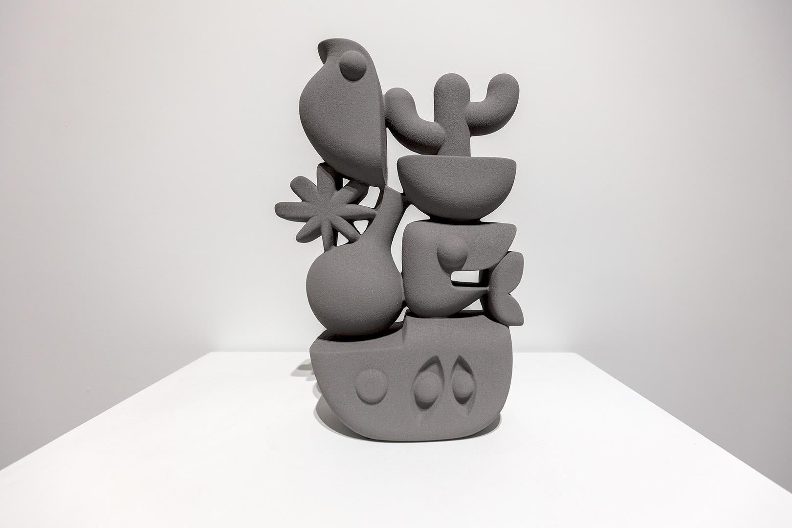 Ceramic sculpture 6/25. Sanchez’s two sculptures, “Ungravity” and “Equilibrio,” represent two states of balance. The infinitive, to balance, becomes something we humans are tasked with in different ways throughout our lives. These works, large and
