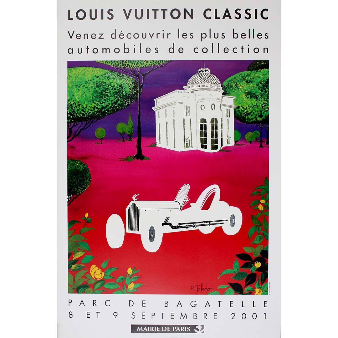 The original 2001 poster by Ruben Toledo, titled "Louis Vuitton Classic," stands as a testament to the timeless allure of both luxury fashion and automotive excellence. Renowned for his distinctive artistic style, Ruben Toledo infuses the poster