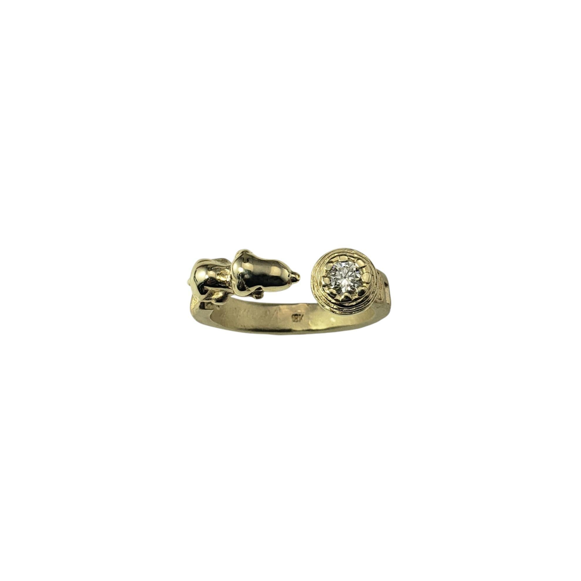 Ruben Viramontes 18K Yellow Gold and Diamond Beagle Ring Size 8 #20778 For Sale