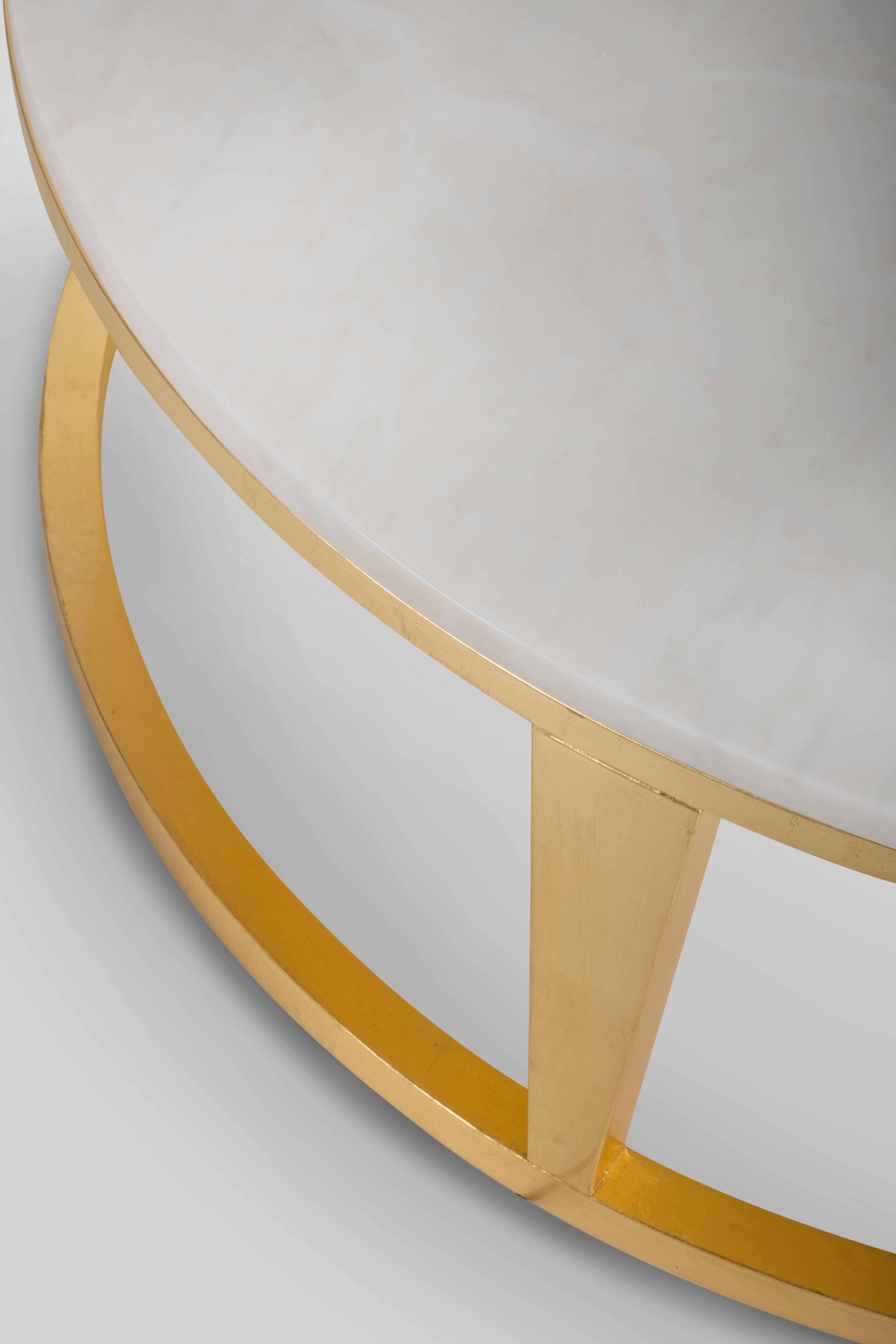 Onyx Art Deco Rubi Coffee Table Calacatta Marble Gold Handmade Portugal Greenapple For Sale