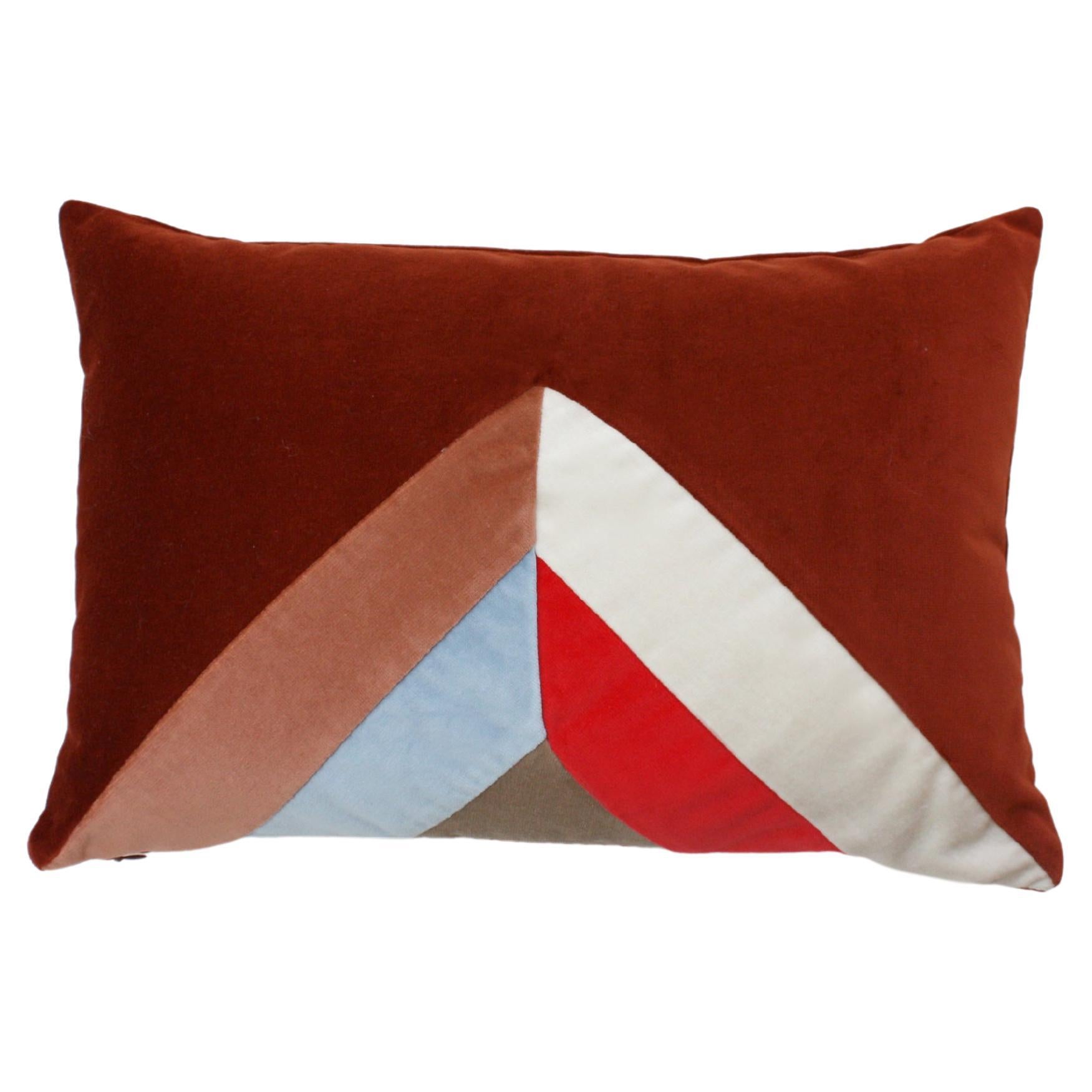 Rubi Earth Velvet Deluxe Handmade Decorative Pillow For Sale