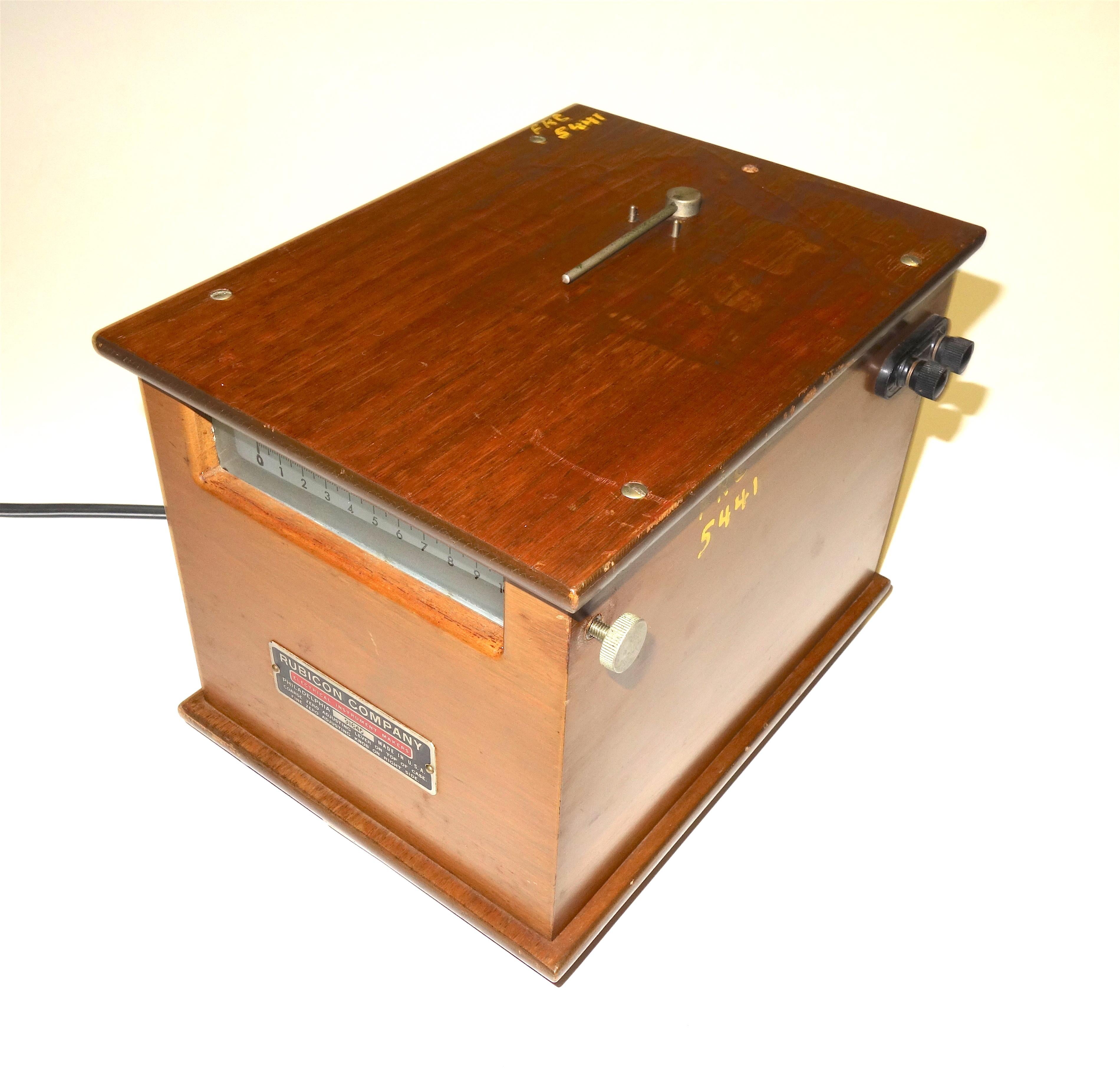 American Rubicon Reflecting Galvanometer Test Piece in Wood Cabinet For Sale