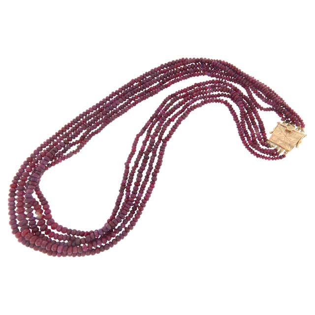 18k gold Rosecut Diamond and Ruby String Necklace For Sale at 1stDibs ...