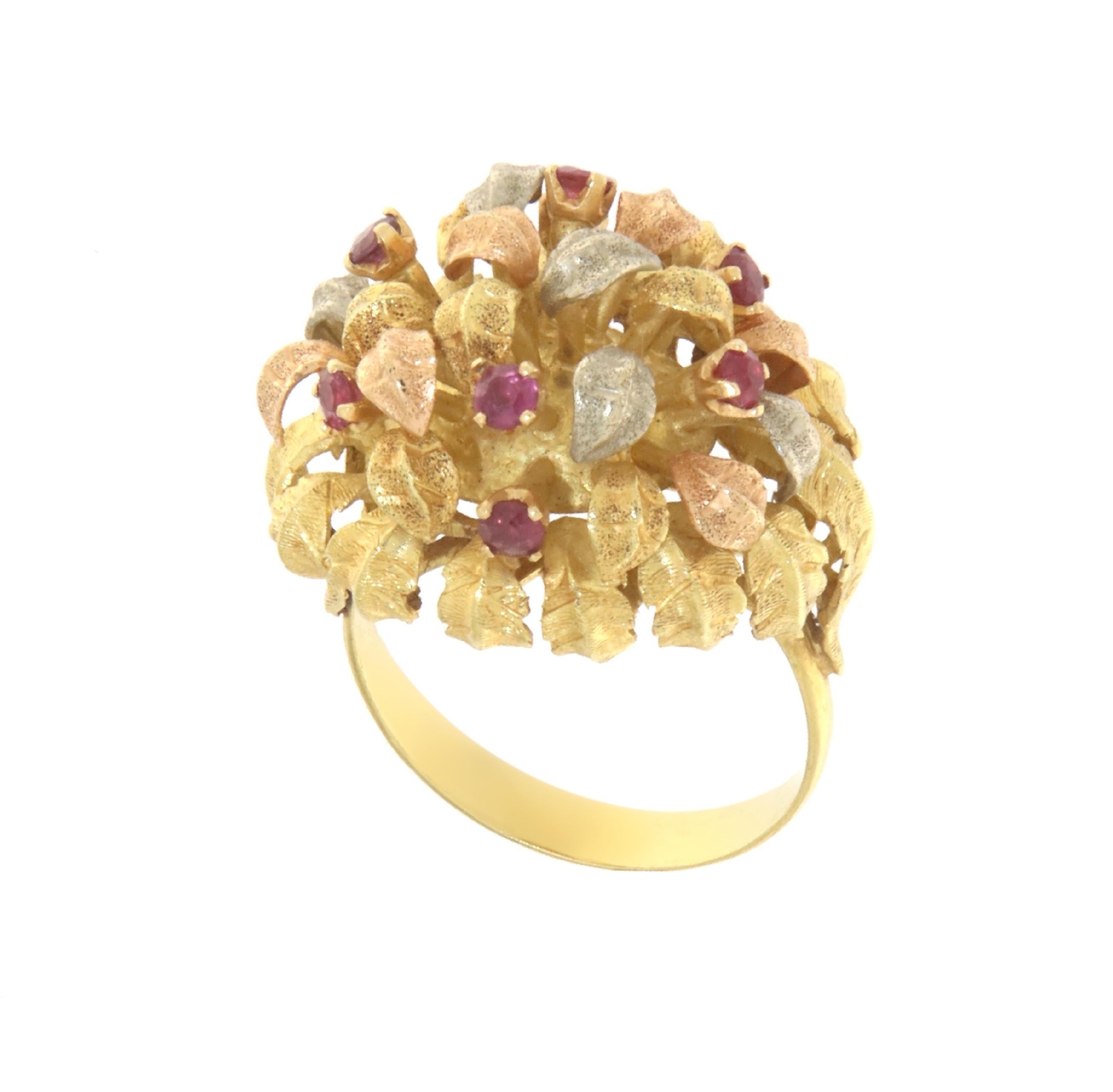Rubine 18 Karat Gelbgold Cocktail-Ring Damen