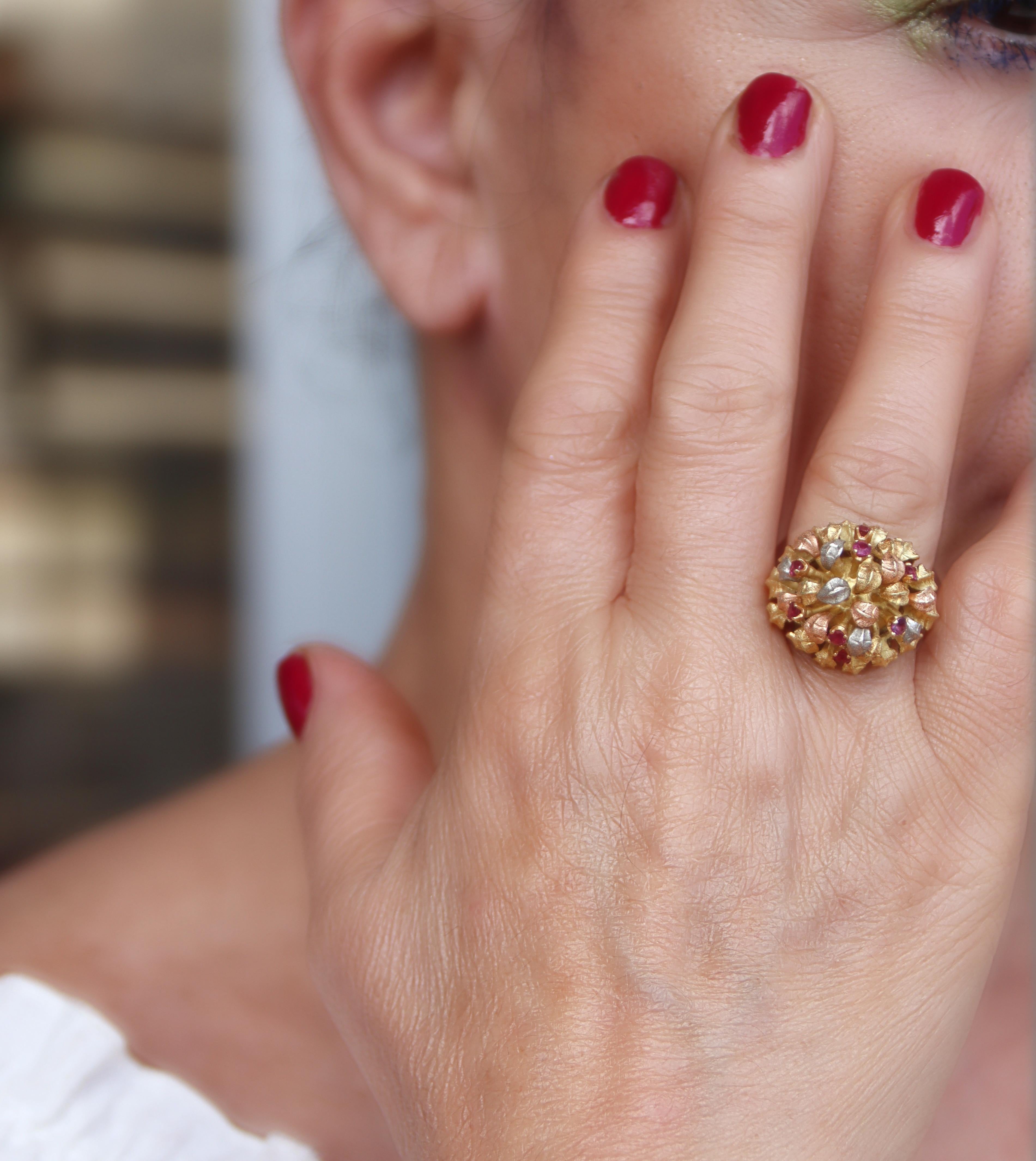 Rubine 18 Karat Gelbgold Cocktail-Ring 1