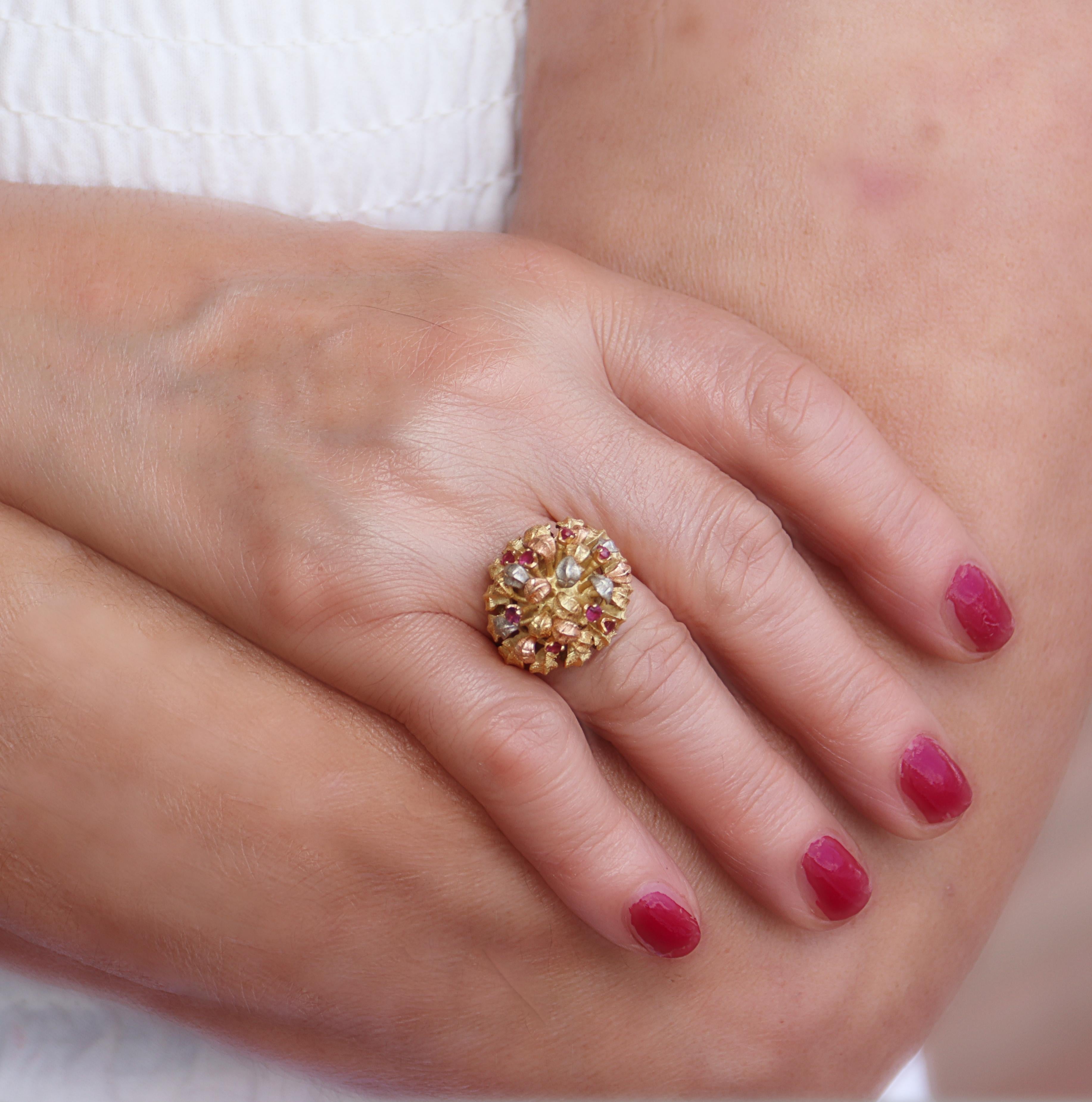Rubine 18 Karat Gelbgold Cocktail-Ring 3