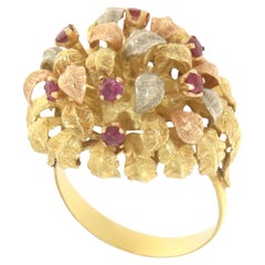 Vintage Rubies 18 Karat Yellow Gold Cocktail Ring