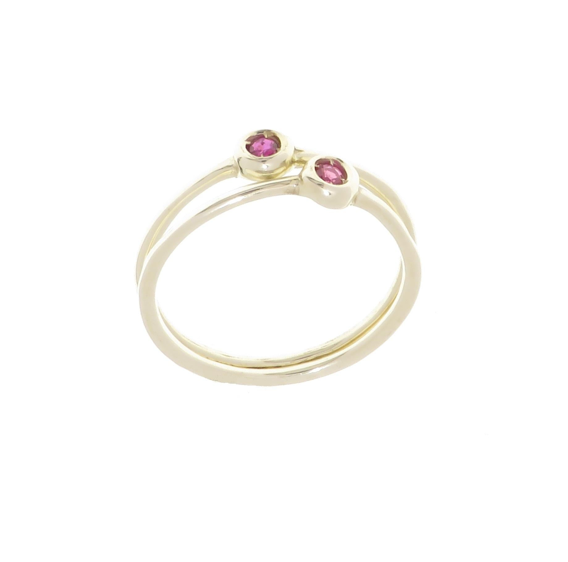 Rubies 9 Karat White Gold Stacking Ring Handcrafted in Italy 6
