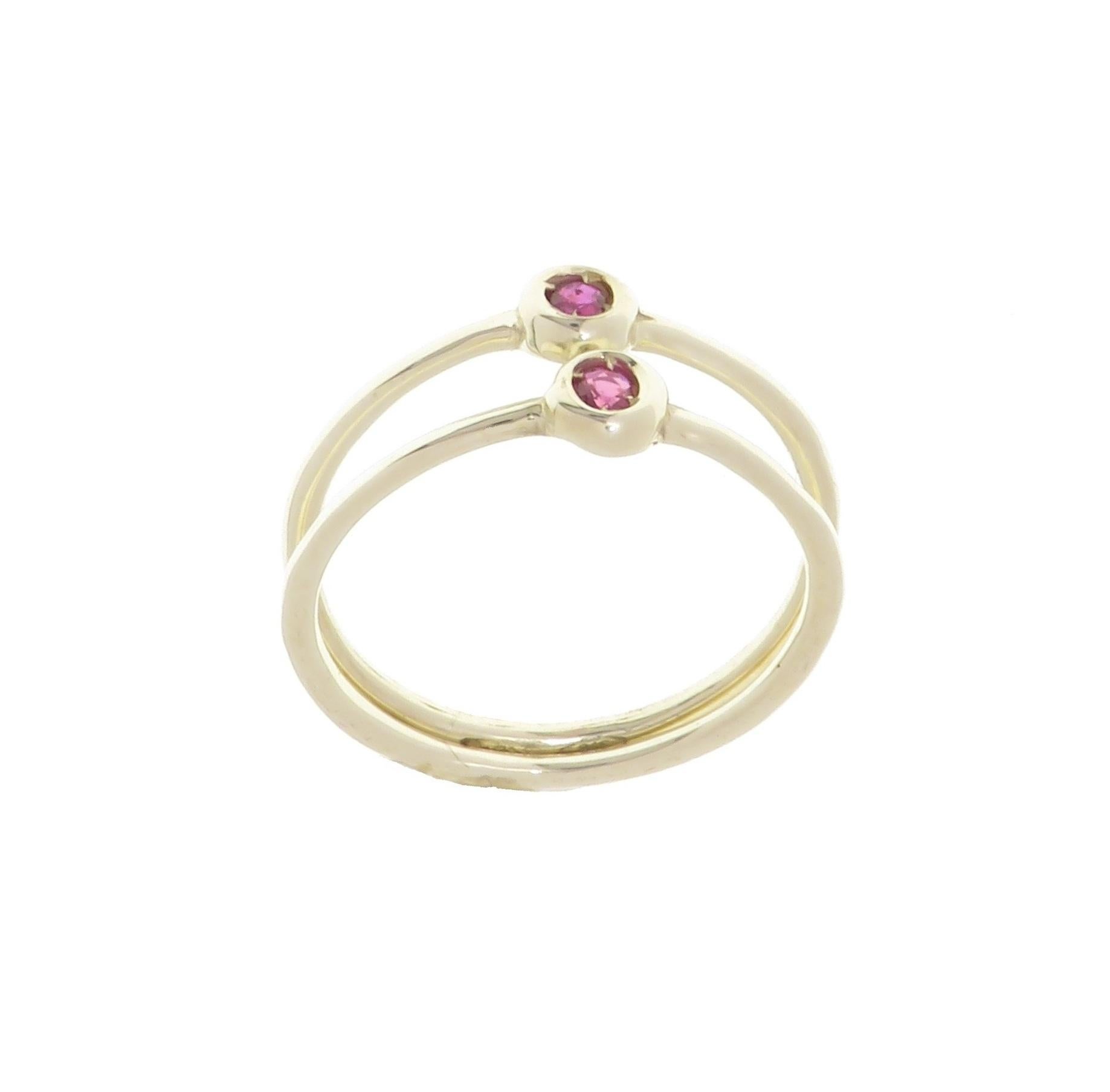 Rubies 9 Karat White Gold Stacking Ring Handcrafted in Italy 7