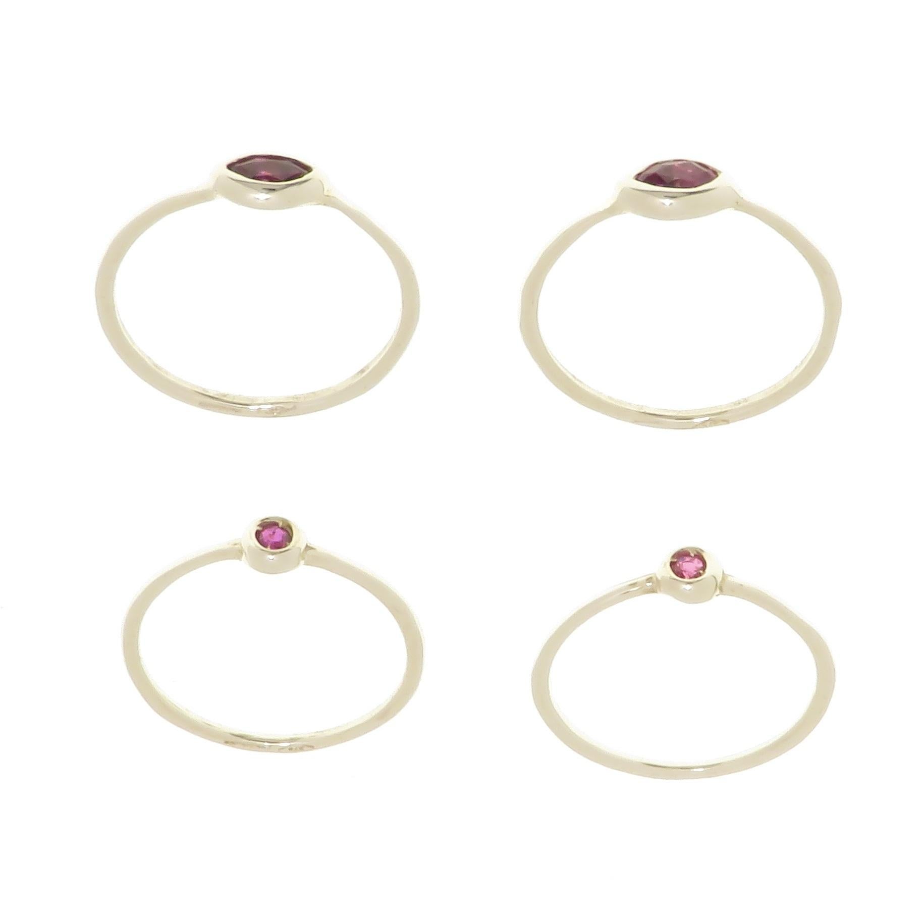 Rubies 9 Karat White Gold Stacking Ring Handcrafted in Italy 1