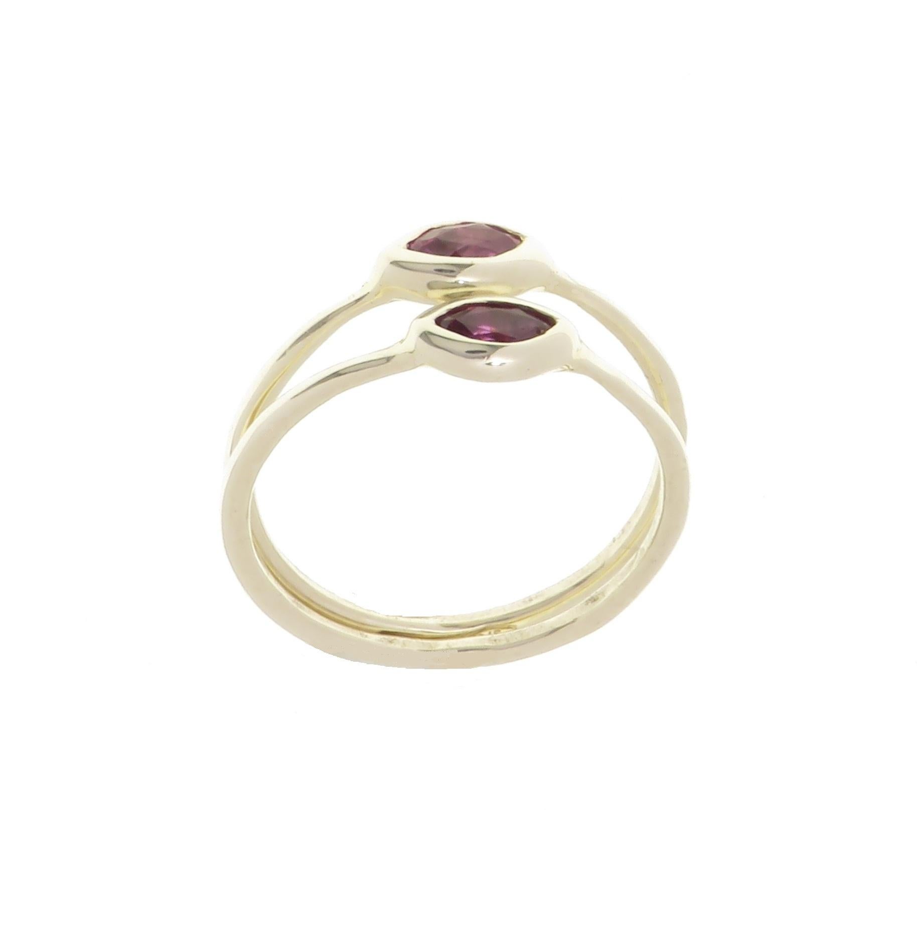 Rubies 9 Karat White Gold Stacking Ring Handcrafted in Italy 2