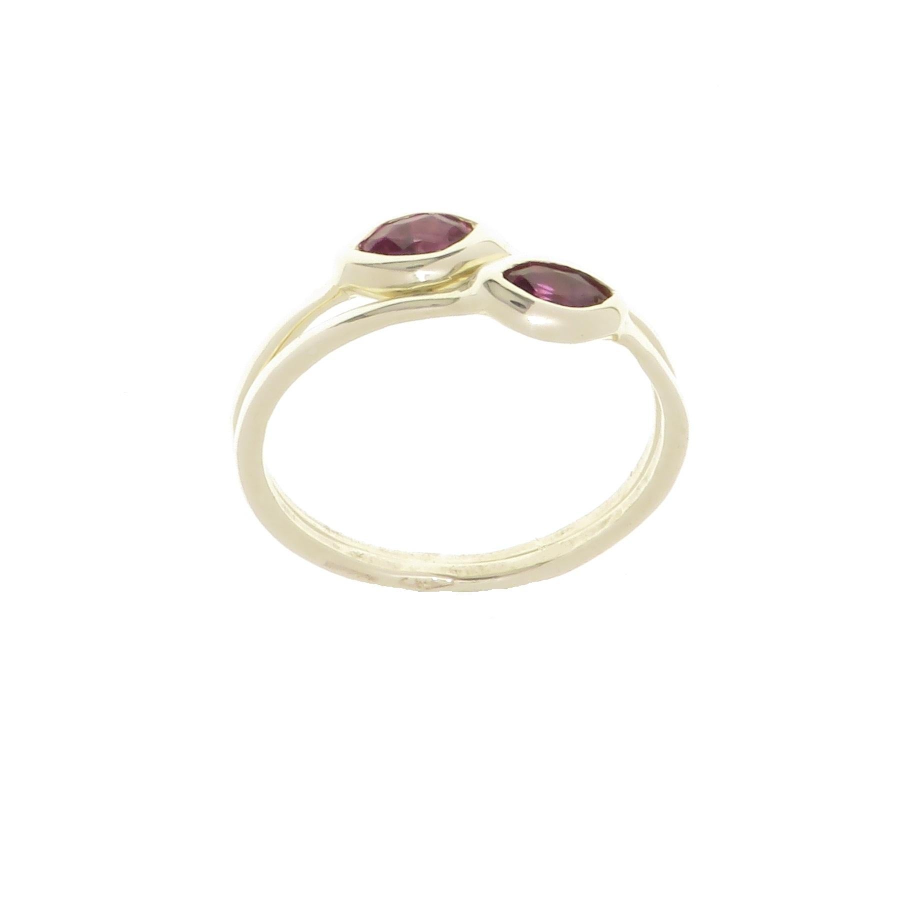 Rubies 9 Karat White Gold Stacking Ring Handcrafted in Italy 3